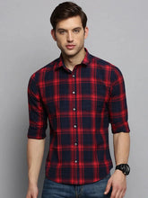 Men Navy Checked Casual Shirt-BOXERCHECKS-3343-Navyblue